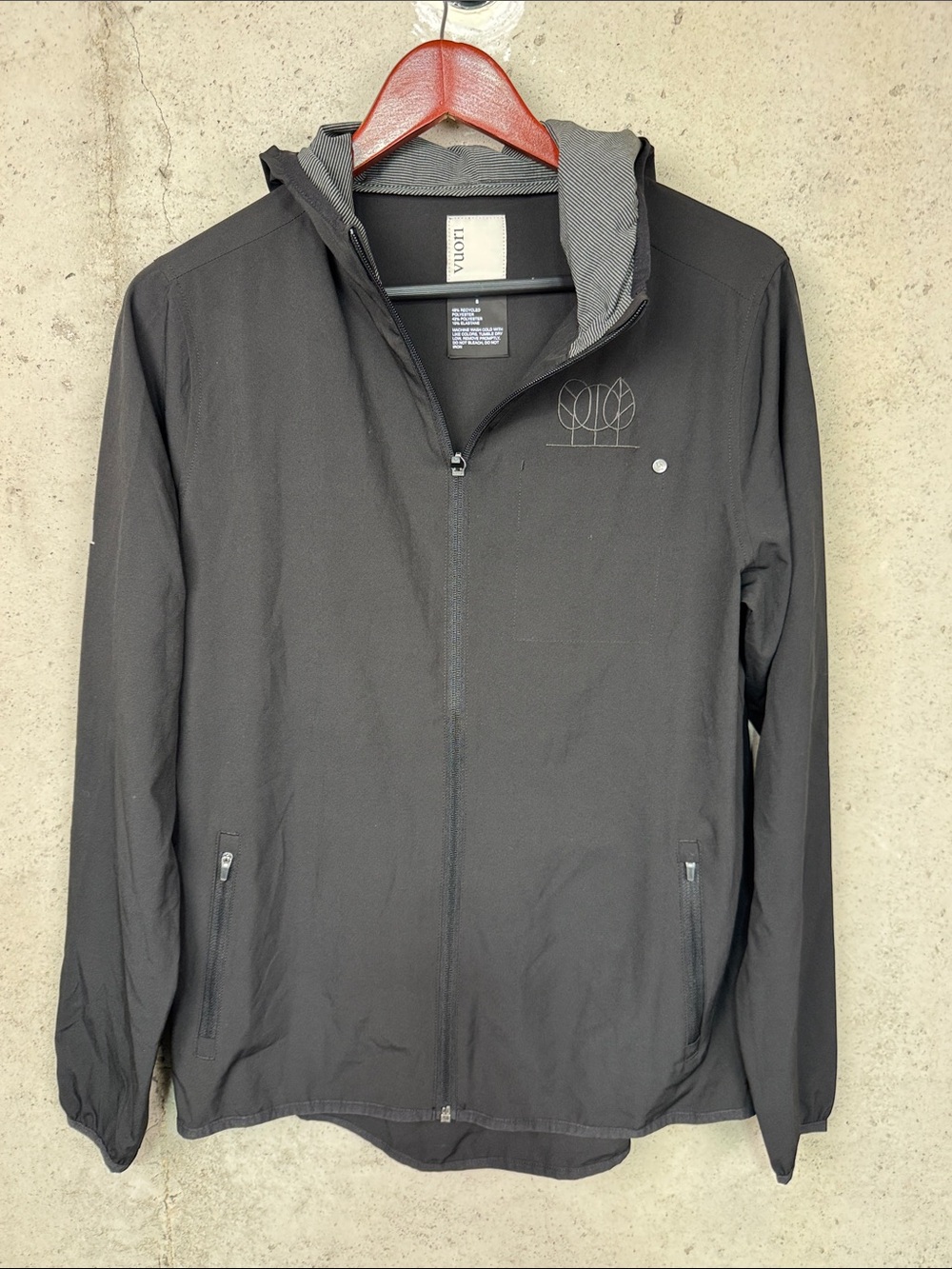 Vuori Black Zip-Up Hooded Windbreaker Jacket mens sz s